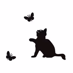 Cat Butterfly Self Adhesive Removable Wall Sticker DIY Decal Kids Room Decor