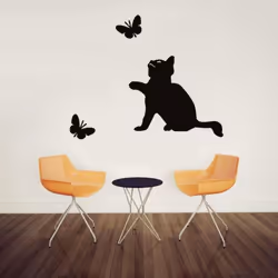 Cat Butterfly Self Adhesive Removable Wall Sticker DIY Decal Kids Room Decor