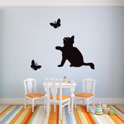 Cat Butterfly Self Adhesive Removable Wall Sticker DIY Decal Kids Room Decor