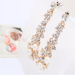 Elegant Chic Women Lady&apos;s Rhinestone Dangle Chandelier Earrings Jewelry