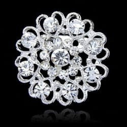 Rhinestone Crystal Brooch Hollow Out Collar Pin Silver Plated Flower Jewelry