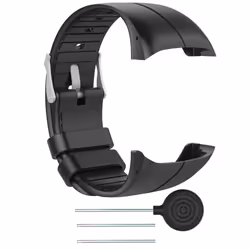 M400 Replacement Adjustable Strap Silicone Band Watch Polar with for Tools - black