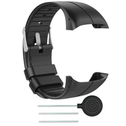 M400 Replacement Adjustable Strap Silicone Band Watch Polar with for Tools - black