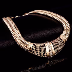 Women&apos;s Wedding Party Gift Net Thick Choker Necklace Bracelet Ring Earrings Set
