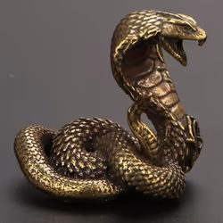 Cobra Statue Ornament Zodiac Snake Miniature Figurines Copper Desktop Craft