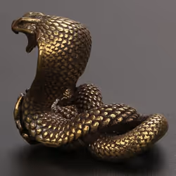 Cobra Statue Ornament Zodiac Snake Miniature Figurines Copper Desktop Craft