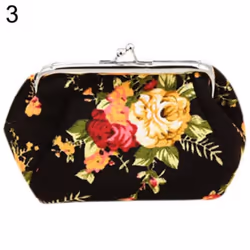 Women Flower Printed Canvas Wallet Card Holder Coin Purse Clutch Handbag Bag