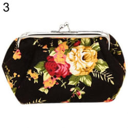 Women Flower Printed Canvas Wallet Card Holder Coin Purse Clutch Handbag Bag