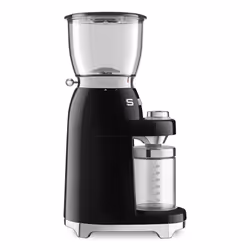 Smeg 50's Style Retro Coffee Range Set, Espresso Coffee Machine with Steam Wand, with Stainless Steel Grinders, Black, ECF02BLUK and CGF11BLUK