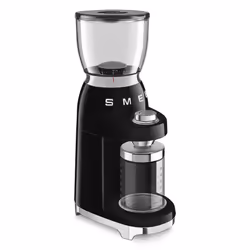 Smeg 50's Style Retro Coffee Range Set, Espresso Coffee Machine with Steam Wand, with Stainless Steel Grinders, Black, ECF02BLUK and CGF11BLUK
