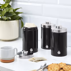 Swan - Bundle consisting of : Bread Bin & Set of 3 Canisters EEJB280