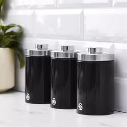Swan - Bundle consisting of : Bread Bin & Set of 3 Canisters EEJB280