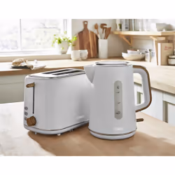 Tower Scandi Kitchen Set, 1.7L Rapid Boil Kettle & 2 Slice Toaster, Dove Grey, T10037GRY, T20027GRY