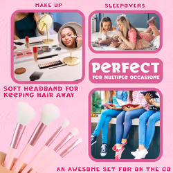 Makeup Brush Set of 5 Kawaii Fluffy Makeup Headband Women Teens Girls Powder Brush Eyeshadow Brush Beauty Set Anime Cute Gifts