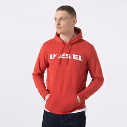 DIESEL S AGNES BRO Mens SWEAT Hoodie - Red, M