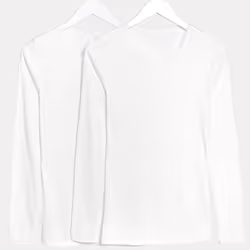 EX M&S Womens 2 Pack Thermal Long Sleeve Pointelle Tops - White, 8