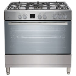 electriQ 90cm Dual Fuel Range Cooker with Mirror Door Finish - Stainle