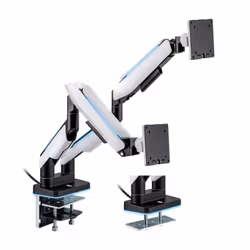 With electriQ Dual Gaming Monitor Arm. multiple lighting effects are available for creating immersive gaming environments. Ra ...