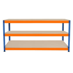 S-Rax 2 Tier Orange & Blue Workbenches - S-Rax 3 Tier Orange & Blue Workbench 180cm x 60cm x 90cm