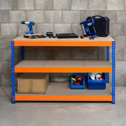 S-Rax 2 Tier Orange & Blue Workbenches - S-Rax 3 Tier Orange & Blue Workbench 180cm x 60cm x 90cm - Additional view 4