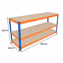 S-Rax 2 Tier Orange & Blue Workbenches - S-Rax 3 Tier Orange & Blue Workbench 180cm x 60cm x 90cm - Additional view 5