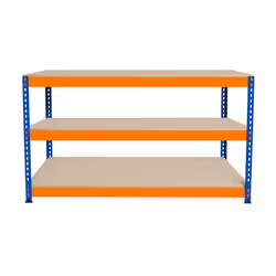 S-Rax 2 Tier Orange & Blue Workbenches - S-Rax 3 Tier Orange & Blue Workbench 150cm x 60cm x 90cm
