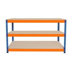 S-Rax 2 Tier Orange & Blue Workbenches - S-Rax 3 Tier Orange & Blue Workbench 150cm x 60cm x 90cm