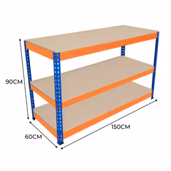 S-Rax 2 Tier Orange & Blue Workbenches - S-Rax 3 Tier Orange & Blue Workbench 150cm x 60cm x 90cm - Additional view 5