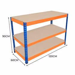 S-Rax 2 Tier Orange & Blue Workbenches - S-Rax 3 Tier Orange & Blue Workbench 120cm x 60cm x 90cm - Additional view 5