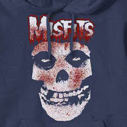 Misfits Blood Drip Skull Pullover Hoodie - L, Navy