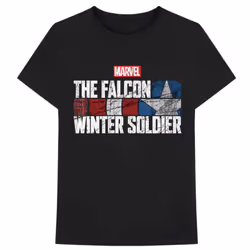 Marvel Comics Falcon & Winter Soldier Text Logo T Shirt - XL, Black