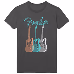 Fender Triple Guitar T Shirt - M, Charcoal