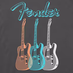 Fender Triple Guitar T Shirt - M, Charcoal