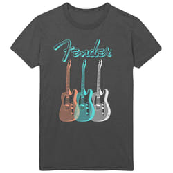Fender Triple Guitar T Shirt - L, Charcoal