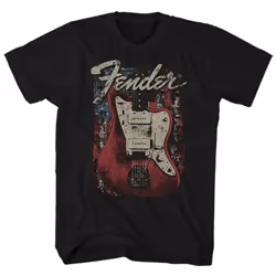 Fender Distressed Guitar T Shirt - S, Black