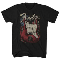 Fender Distressed Guitar T Shirt - S, Black