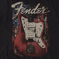 Fender Distressed Guitar T Shirt - S, Black