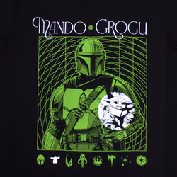Star Wars The Mandalorian Mando And Grogu Neon T Shirt - XL, Black