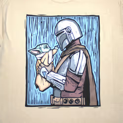 Star Wars The Mandalorian Holding Grogu T Shirt - M, Natural