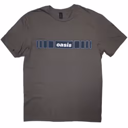 Oasis T-Shirt: Horizontal Bars Logo (Charcoal Grey) - Grey, Small