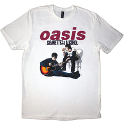 Oasis T-Shirt: Cigarettes & Alcohol Illustration (White) - White, X-Large