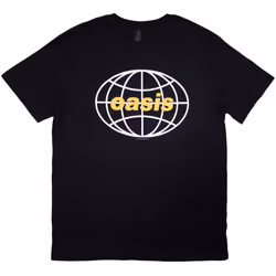 Oasis T-Shirt: Globe Logo (Black) - Black, Medium