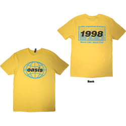 Oasis T-Shirt: 1998 World Tour - South America (Yellow) (Back Print) - Yellow, Medium