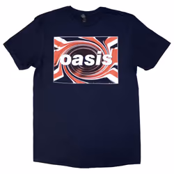 Oasis Union Jack Band Logo T Shirt - S, Navy