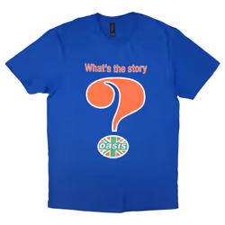 Oasis Question Mark Band Logo T Shirt - L, Blue