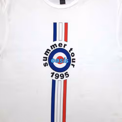 Oasis Stripes 95 Band Logo T Shirt - L, White