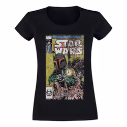 Star Wars Womens/Ladies Boba Fett Comic Cotton T-Shirt - XS, Black