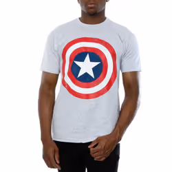 Marvel Mens Captain America Distressed Shield T-Shirt