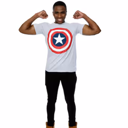 Marvel Mens Captain America Distressed Shield T-Shirt