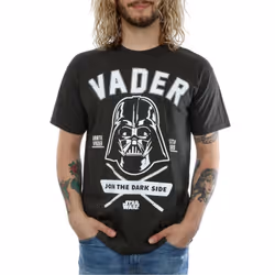 Star Wars Mens Darth Vader Collegiate T-Shirt - S, Light Graphite